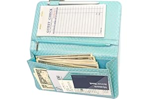 Mymazn Server Wallet Waitress Book Magnetic with Money Zipper Pocket Shimmer Waiter Organizer Fits Restaurant Guest Check Order Pad (Big Size 5 X 9, Mermaid Blue)