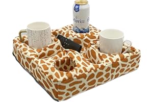 XCHOUXER Couch and Bed Cup Holder Pillow, Sofa Refreshment Tray for Drinks/Remote Control/Snacks Holder (Giraffe)