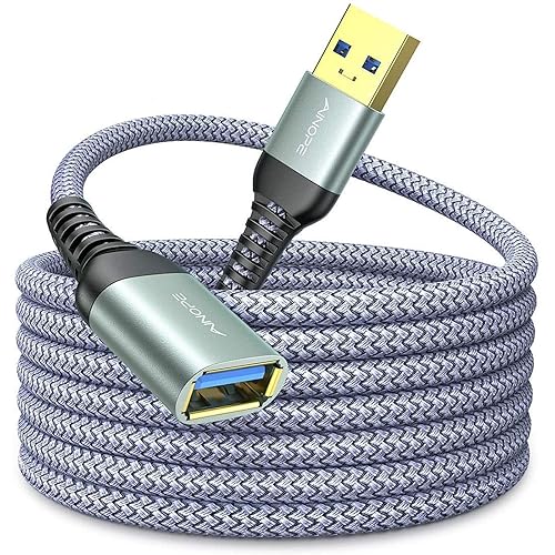 AINOPE USB Extension Cable,USB Extender,USB 3.0 Extension Cable, Male to Female Cord High Data Transfer Compatible with Webcam,USBKeyboard,Flash Drive,Hard Drive,Printer,10FT,Grey