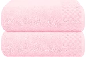 MyOwn Ultra Soft 2 Pack Oversized Bath Towel Set 28x55 inches, Cotton Large Bath Towels, Highly Absorbant Compact Quickdry & Lightweight Towel, Ideal for Gym Travel Camp Pool - Pink