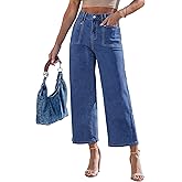 luvamia Wide Leg Jeans Woman Cropped Trendy Patch Pocket High Waisted 2026 Baggy Loose Straight Leg Stretchy Denim Pants