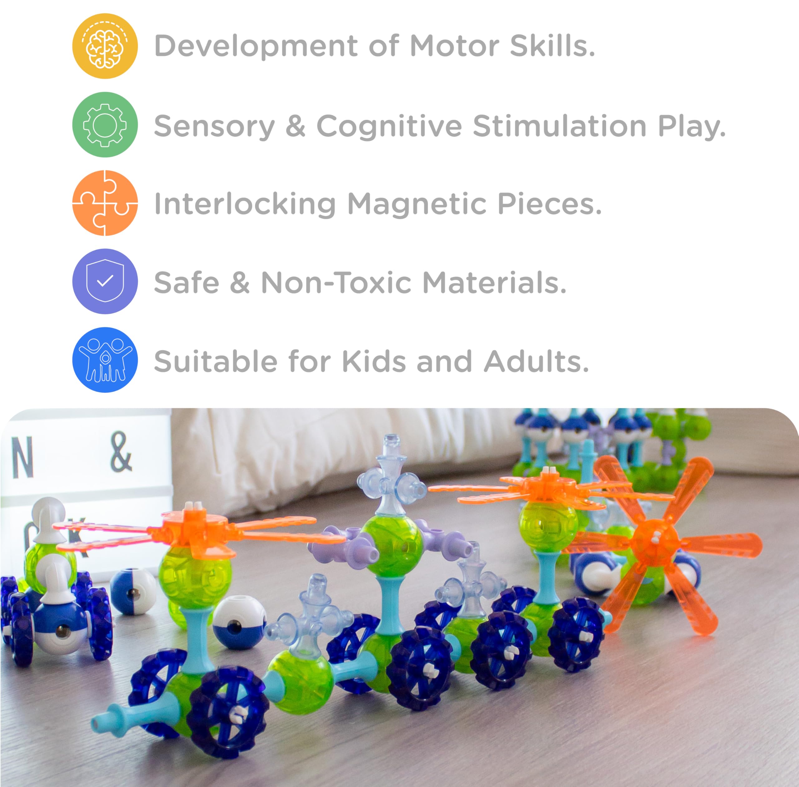 KUB Planet - Magnetic Building Set for Kids, STEM Educational Toys for 3+ Year Old Boys and Girls, Space Planet Blocks