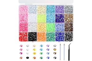 UPEOXT 19500 Pcs Bedazzling Kit, 3mm Resin Rhinestones for Nails, 24 Colors Flatback Gems, DIY Bedazzle Crafts, Jelly Stones,