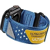 ULTIMAL Compatible witch Apple Watch 3/2/1 Series 11/10/9/8/7/6/5/4/SE/SE2/SE3,Nylon Stars-Stripes Flag Woven Strap for men 49mm 46mm 45mm 44mm (Blue)