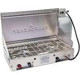 Camp Chef Mountaineer Aluminum Cooking System, Silver, MS40AX | Model MS40AX, Lightweight Aluminum, Two 20,000 BTU Cast Aluminum Burners, Matchless Ignition, 3-Sided Windscreen