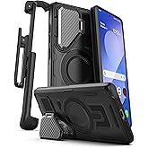Encased for Samsung Galaxy S25 FE Case with Belt Clip Holster - Heavy-Duty Hinged Camera Lens Cover and Kickstand (Compatible with MagSafe)