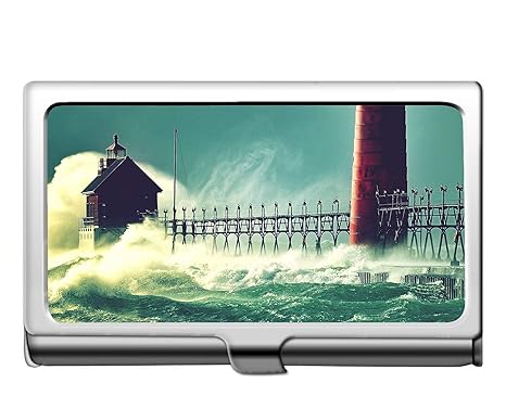 Yanteng Professional Business Kreditkartenetui/ID-Gehäuse, künstlicher Leuchtturmstativ Edelstahl-Kartenhalter