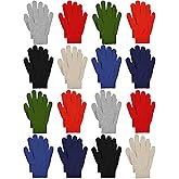 Cooraby 16 Pairs Adult Winter Knitted Magic Gloves Full Fingers Stretchy Warm Gloves for Men, Women or Teens