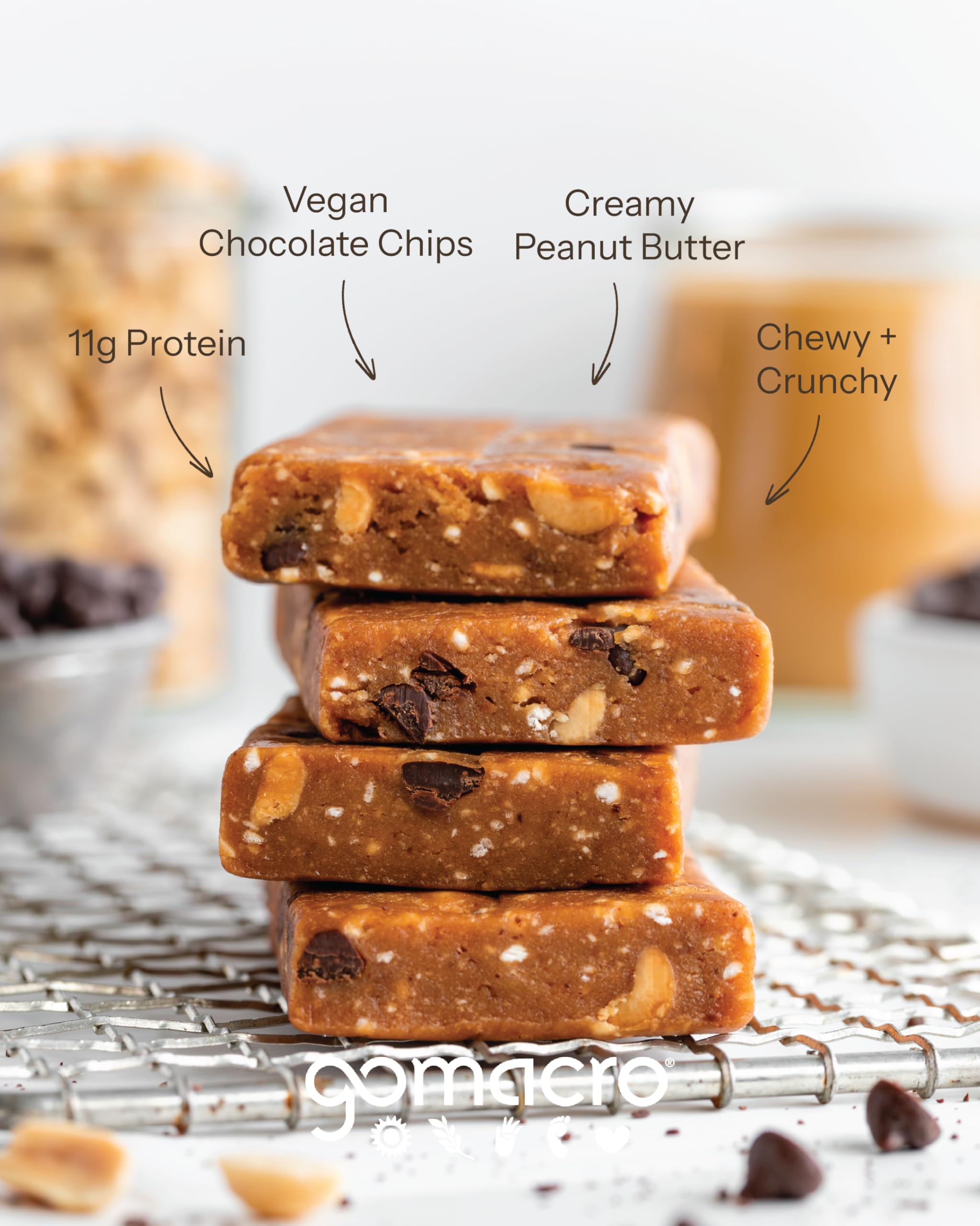 GoMacro MacroBar Organic Vegan Protein Bars - Peanut Butter Chocolate Chip (2.4 Ounce Bars, 12 Count)