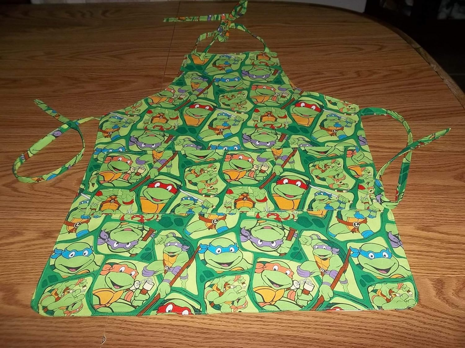 Childrens Ninja Turtles Reversible Apron for Kids Handmade Large Boys Green Apron