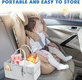 Maliton Nappy Caddy with Lid Grey - Large Portable Diaper Organizer view 7