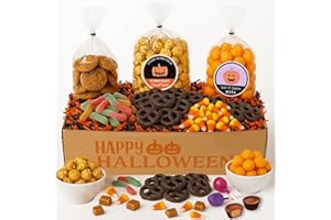 GOODLAND FARMS Halloween Trick or Treat Gift Box, Candy and Snacks Care Package Assortment for Boys Girls College Students Office Children Kids