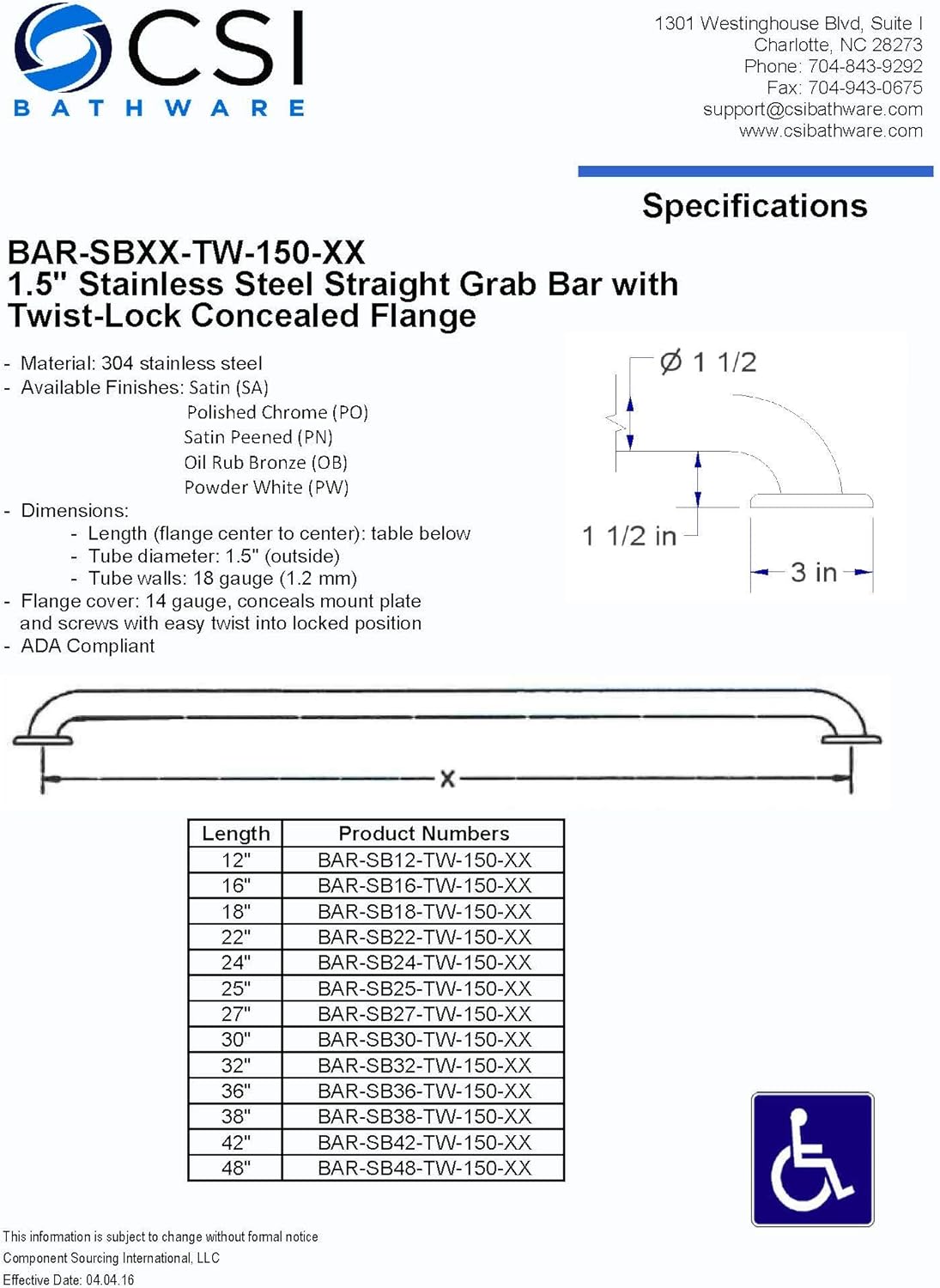 CSI Bathware BAR-SB24-TW-125-OB Straight Grab Bar, 24-inch, Oil Rubbed Bronze: Home Improvement