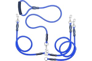 SONQUEEN Heavy Duty 3 Dog Leash No Tangle Detachable 360° Swivel Device Multiple Dog Leash with Padded Handle for Two/Three Pets
