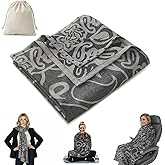 Compact Travel Blanket - Ultra Soft & Lightweight Knit Design Airplane Blanket, 53x72 Inch, Stylish Travel Shawl Wraps for Flights, Car,Travel Essentials, Gifts, Camping