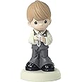 Precious Moments 1721 May His Light Shine in Your Heart Today & Always Blond Hair Boy with Light Skin Tone First Communion Bisque Porcelain Figurine