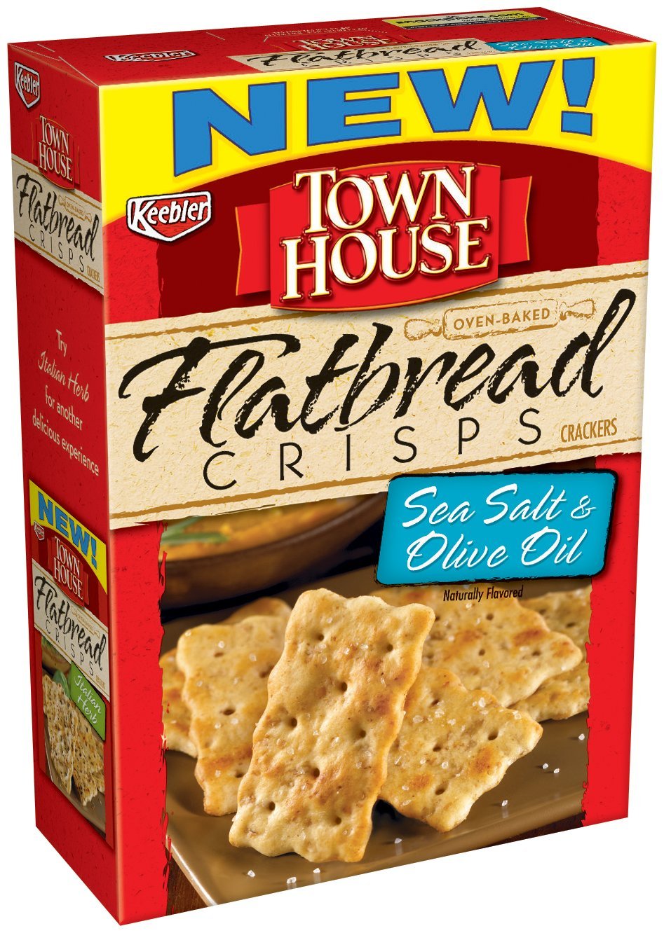 Town House Flatbread Crisps Crackers, Italian Herb, 9.5