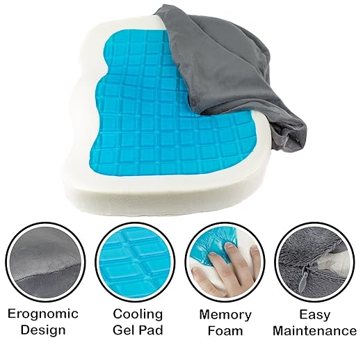 Orthopedic Gel Comfort Memory Foam Seat Cushion, Office Chair