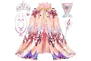 LIMIROLER Princess Dress Up Toys Mermaid Dress Up Cape Kit 9 Pcs Gift Set for Little Girls 3-8 Years Old
