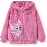 Disney Girl/Boy Fleece Jacket Zipper Sherpa Fuzzy Hoodie Winter Coat 2-13Y | Officially Licensed: Marvel Stitch Minnie Frozen Princess Cars, Cute Character Print, Soft &amp; Warm Fabric, Durable Zipper