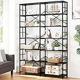 HOMISSUE Bookshelf, Industrial Double Wide 7-Tier