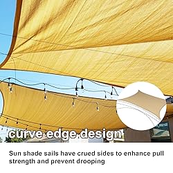 SUNLAX Sun Shade Sail,8'x10' Sand Rectangle Canopy