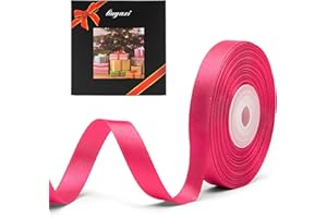 LIUYAXI Solid Color Hot Pink Satin Ribbon 1/2 inch X 25 Yard, Ribbons Perfect for Crafts, Hair Bows, Gift Wrapping, Wedding Party Decoration and More