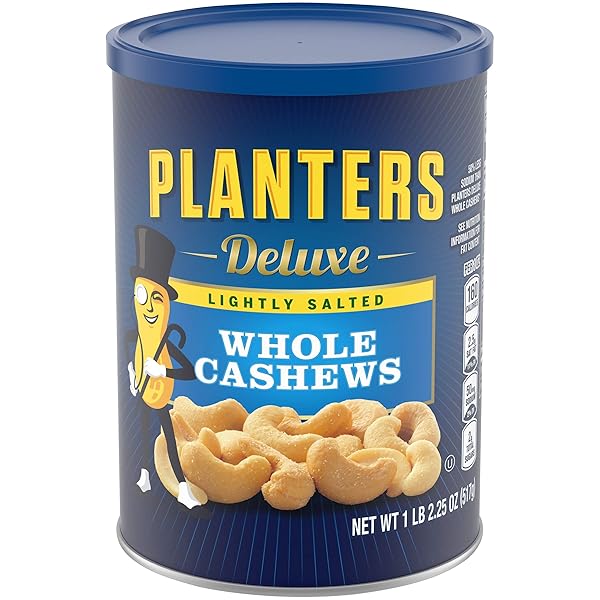 PLANTERS DELUXE LIGHTLY SALTED WHOLE CASHEWS, 18.25 OZ....