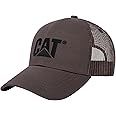 Caterpillar Men's Raised Logo Hats with Embroidered Front and Contrast Mesh Back with Plastic Snapback Closure