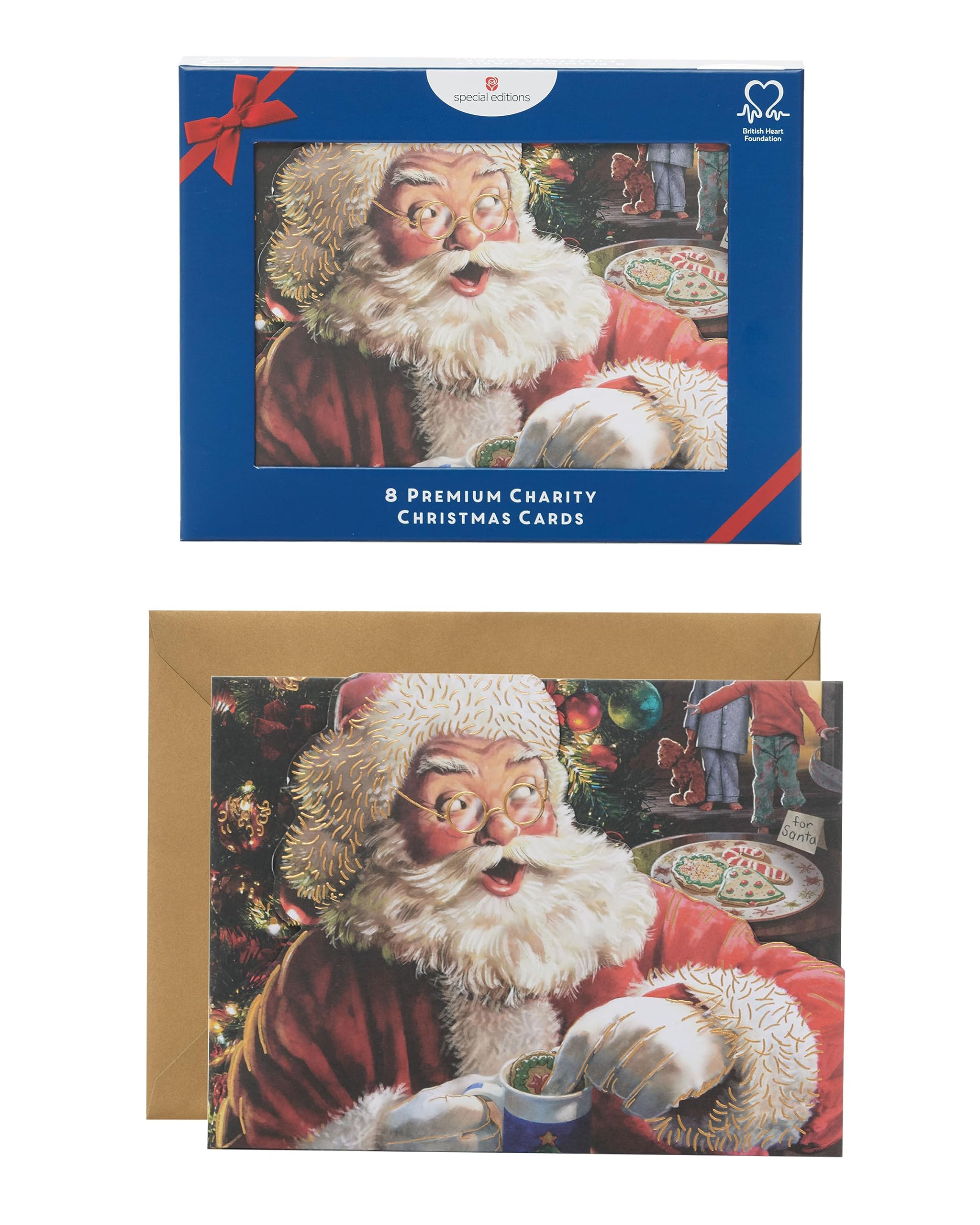 Box of 8 Santa British Heart Foundation Charity Christmas Cards Luxury Quality 557004