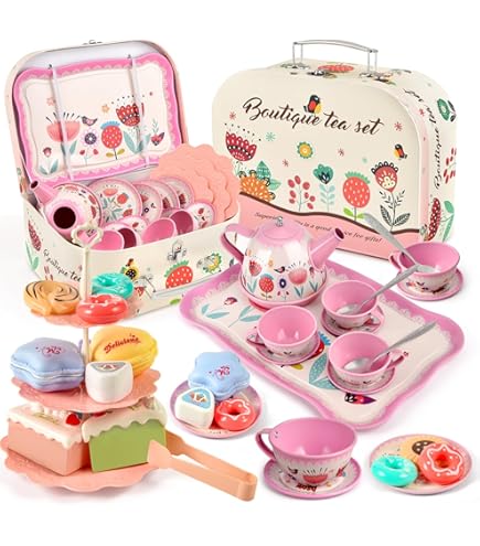 Kids Kitchen Play Set Set For Little Girls, Pretend Play Tea Party