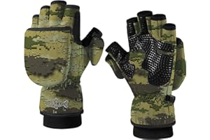 Riverruns Winter Fishing Gloves Convertible Mittens and Fingerless Gloves for Men Women, Ideal for Ice Fishing, Photography, Hunting, Outdoor Use