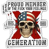 VOTANTA (3 Pcs, 3 inch) - Gen X Proud Member of The Fuck Your Feelings Generation Sticker, Funny Gen X Skull Stickers, Adult Humor Sarcastic Gifts Decal Decoration for Laptops, Phones, Water Bottles
