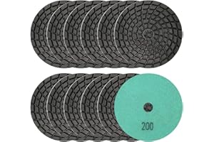 SHDIATOOL 4" Diamond Polishing Pads for Concrete Wet Polish Grit 200(12-Pack)