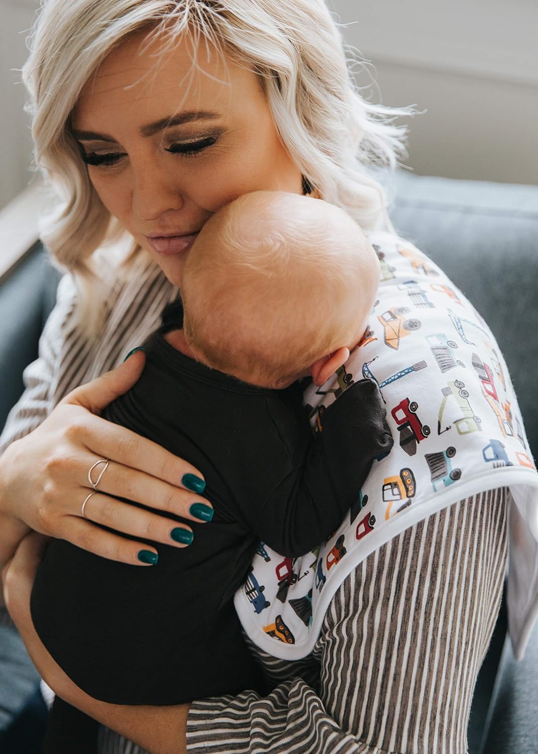 Baby Burp Cloth Large 21''x10'' Size Premium Absorbent Triple Layer 3-Pack Gift Set “Diesel” by Copper Pearl: Kitchen & Dining