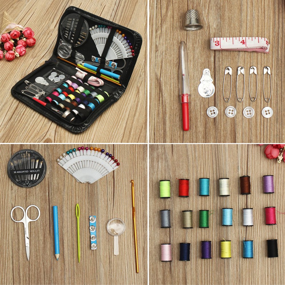 Sewing Kit [88 DIY Sewing Supplies] Zipper Portable leather sewing kit ,Mini Sewing Kit for Beginners,Emergency,Summer Campers,Travel and home Filled with Mending Supplies and Sewing Accessories