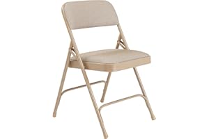 National Public Seating 2201 Series Steel Frame Upholstered Premium Fabric Seat and Back Folding Chair with Double Brace, 480 lbs Capacity, Cafe Beige/Beige (Carton of 4)