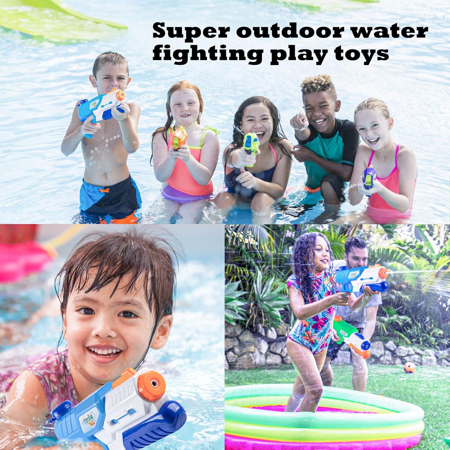 Water Guns,SHARKOOL 2 Pack Water Play Squirt Guns Water Soaker Guns Super Water Blaster 600CC Water Fighting Play Toys for Kids Summer Swimming Pool Beach Sand Backyard Outdoor Gifts for Adults: Toys & Games