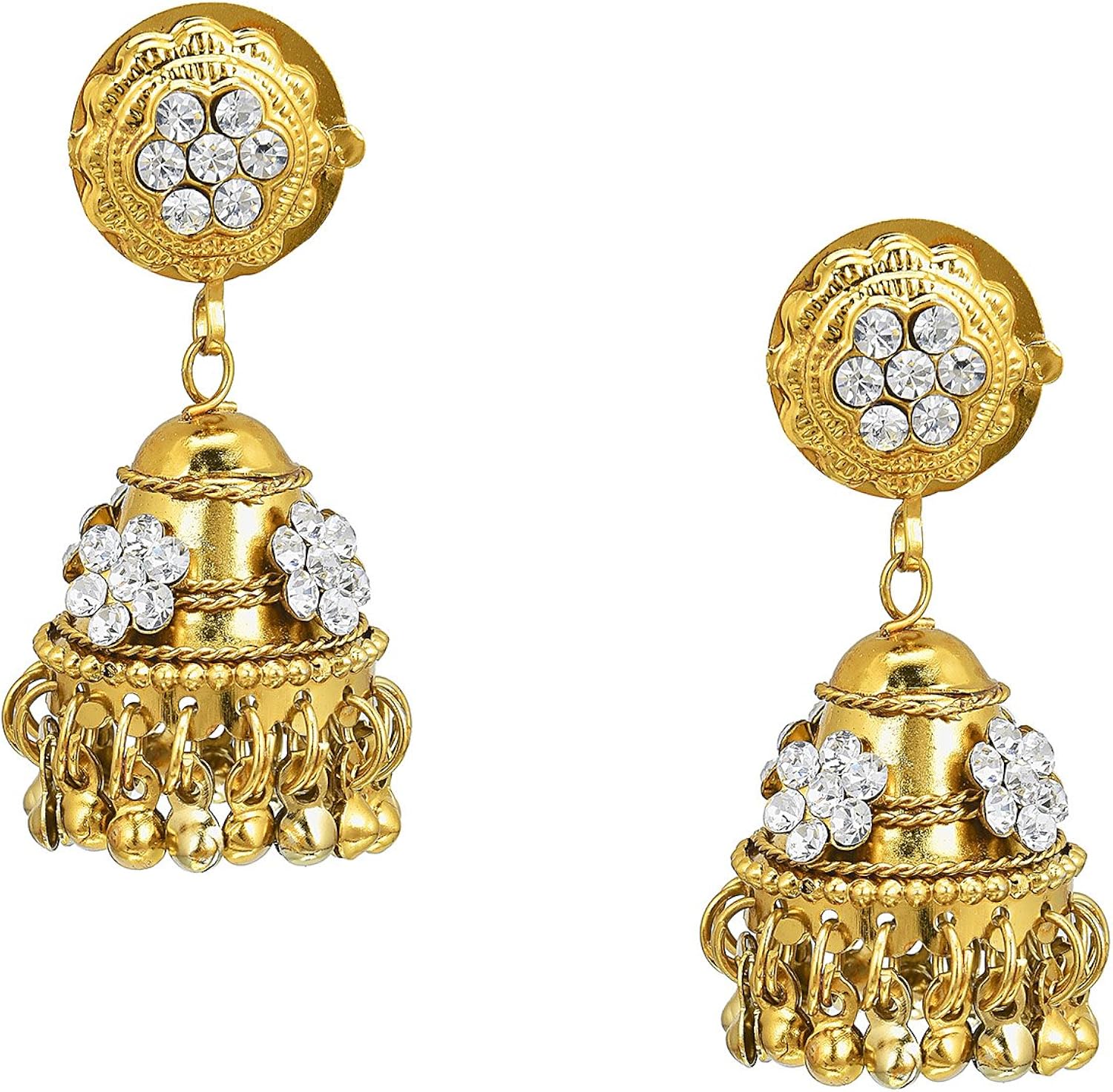 Amazon.com: Bodha 18K Antique Gold Traditional Indian Jhumki Earring ...