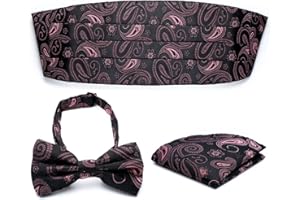 KOOELLE Cummerbunds Belt & Men's Bow Tie & Pocket Square - For Men's Black Tie Events