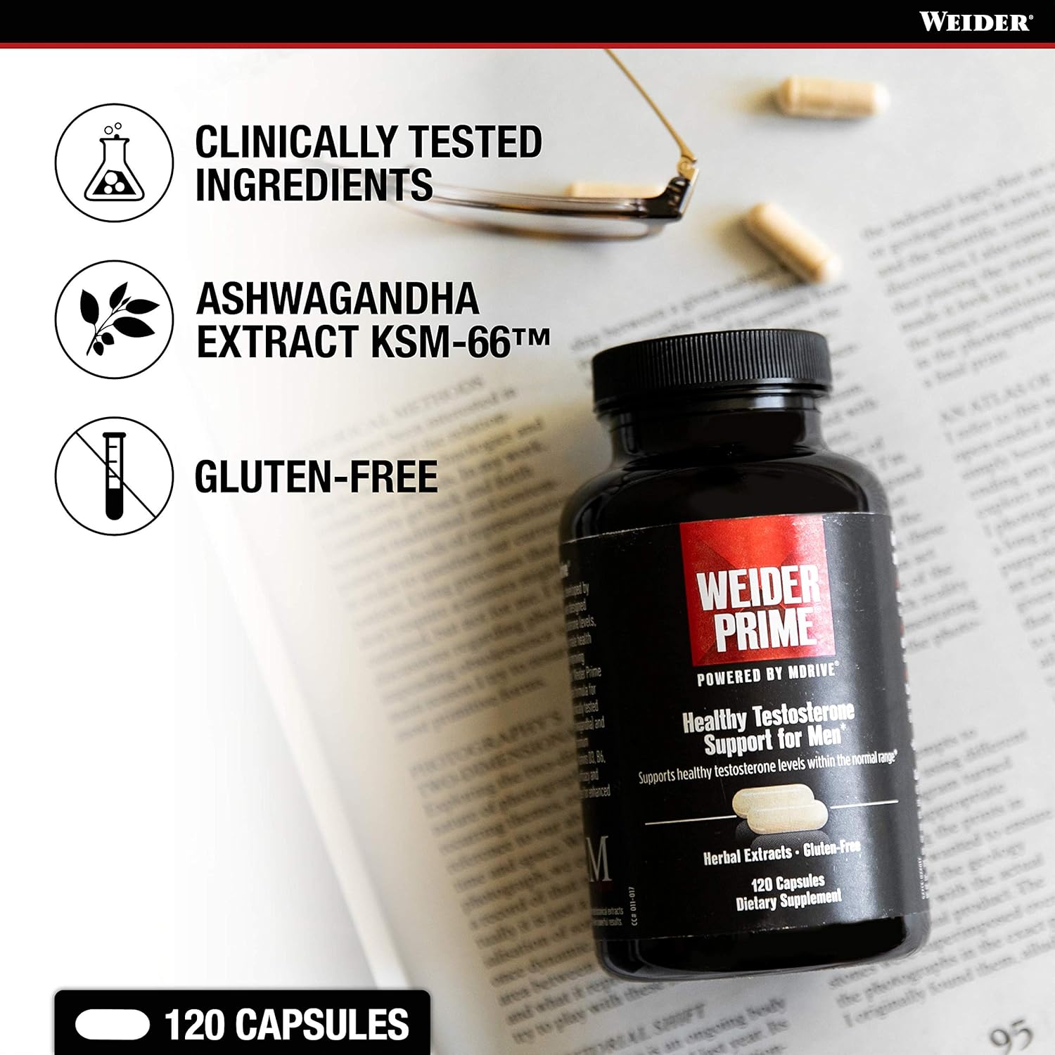 Weider Prime Testosterone Supplement for Men, Healthy Testosterone Support to Help Boost Strength and Build Lean Muscle, 120 Capsules: Health & Personal Care