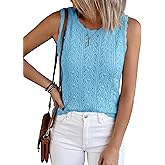 BTFBM Crochet Tops for Women Sleeveless Knit Sweater Vest Tank Top Summer Spring 2026 Cover Ups Beach Vacation Clothes