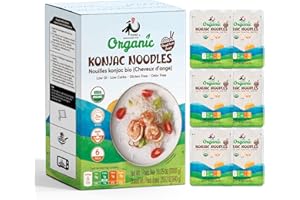 YUHO Organic Konjac Shirataki Noodle, Low Carb Pasta 38.09 Oz (1080 g), Angel Hair, USDA Organic Healthy Spaghetti (6 Pack Inside), Keto and Paleo Friendly, Low Calorie, Sugar Free, Vegan, Ready to Eat