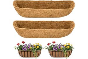 Coconut Fiber for Plants (2 Pack) - 24 Inch Plant Liners for Pots Trough Shape Basket Liners Window Boxes, Hanging Planter & 