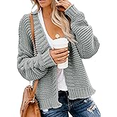 Dokotoo Womens Open Front Long Sleeve Chunky Knit Cardigan Sweaters Loose Outwear Coat