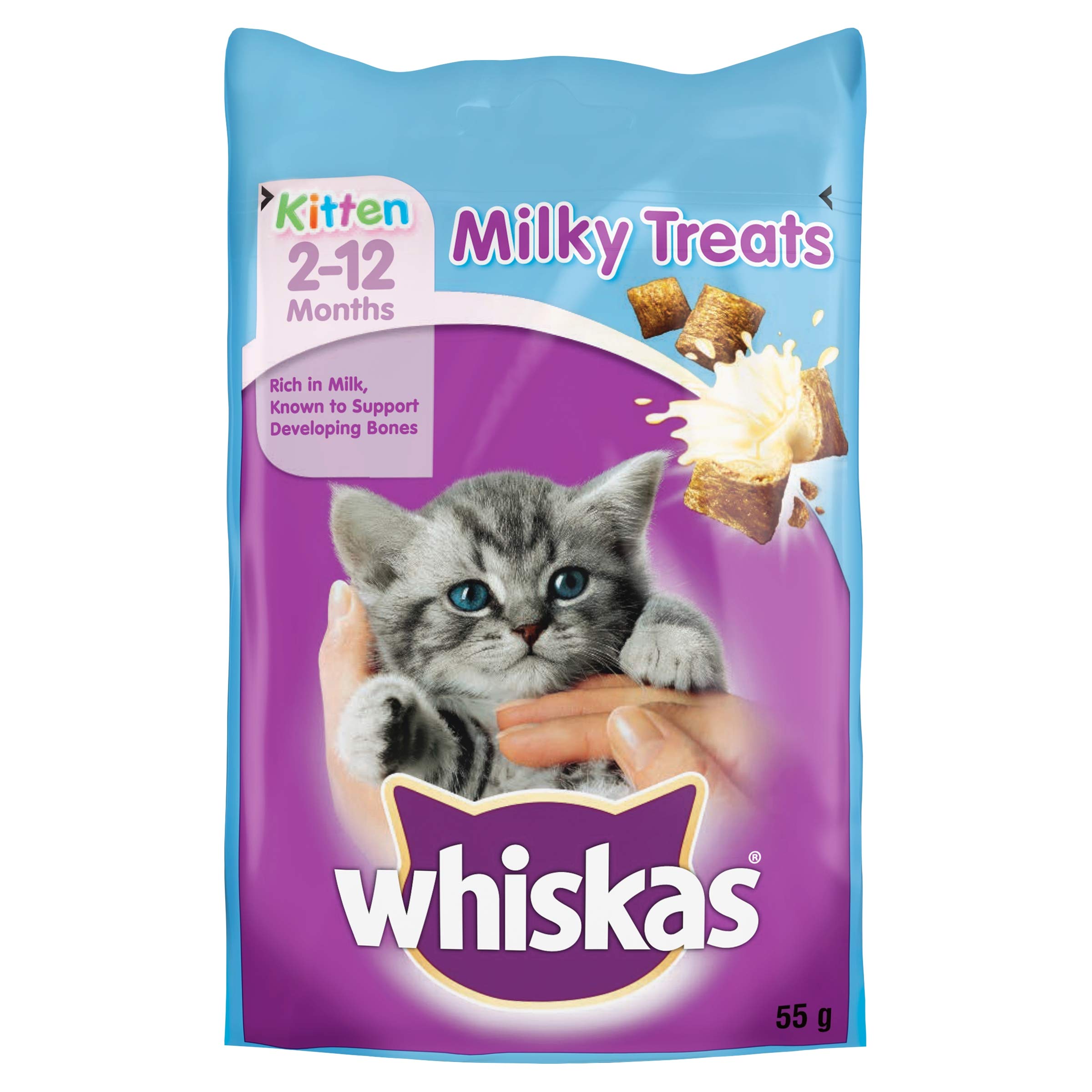 Whiskas 2-12 Month Kitten Milky Treats, 55 g (Pack of 8)