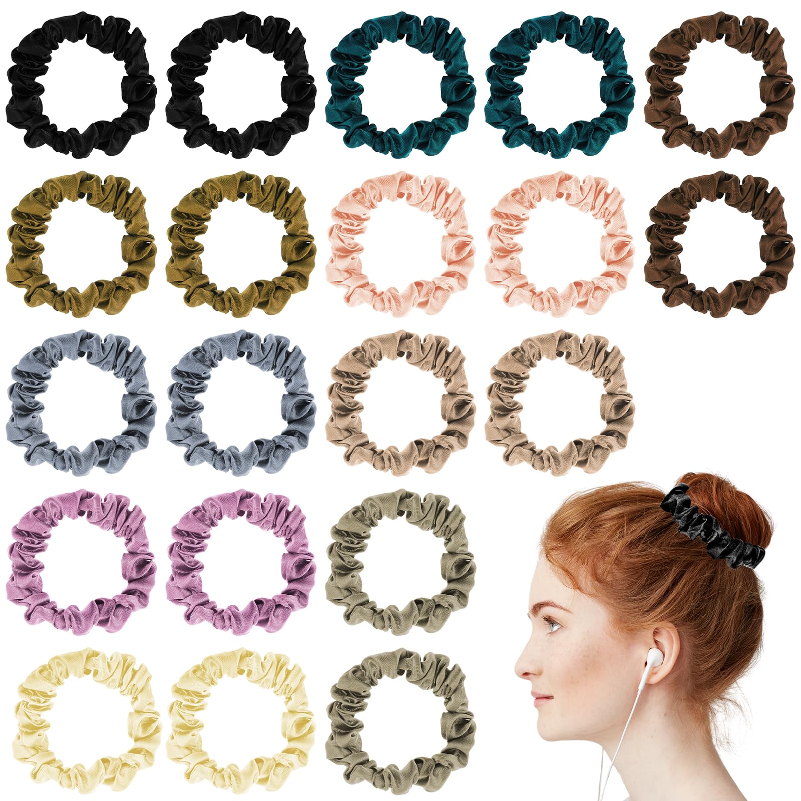 20 Pcs Silk Hair Scrunchies - Satin Hair Ties for Women, Reduce Frizz & Breakage, Gentle Ponytail Holders for Fine Hairs, Soft Scrunchies for Daily Use & Travel (10 Colours)