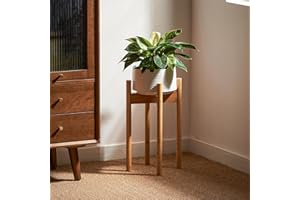 GENTINGBRO Adjustable Plant Stand Indoor, Bamboo Plant Holder 8 to 12 Inches, Small Corner Planter Stand for Indoor Plants, Single Floor Plant Stand for Living Room Balcony Bedroom, Natural