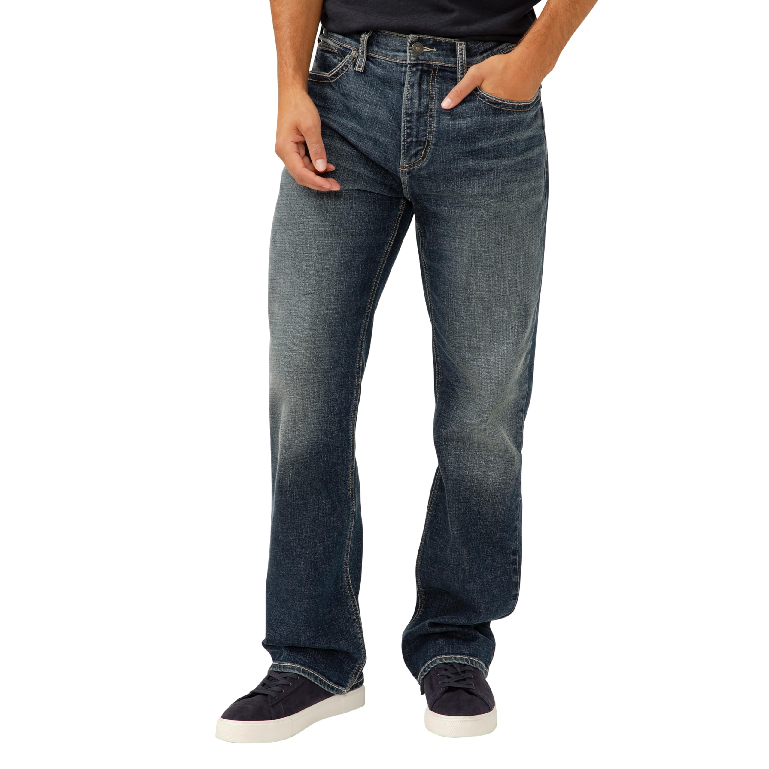 Silver Jeans Co. Men's Craig Classic Fit Bootcut Jeans, Luxe Heritage Dark Indigo, 36W x 32L Image