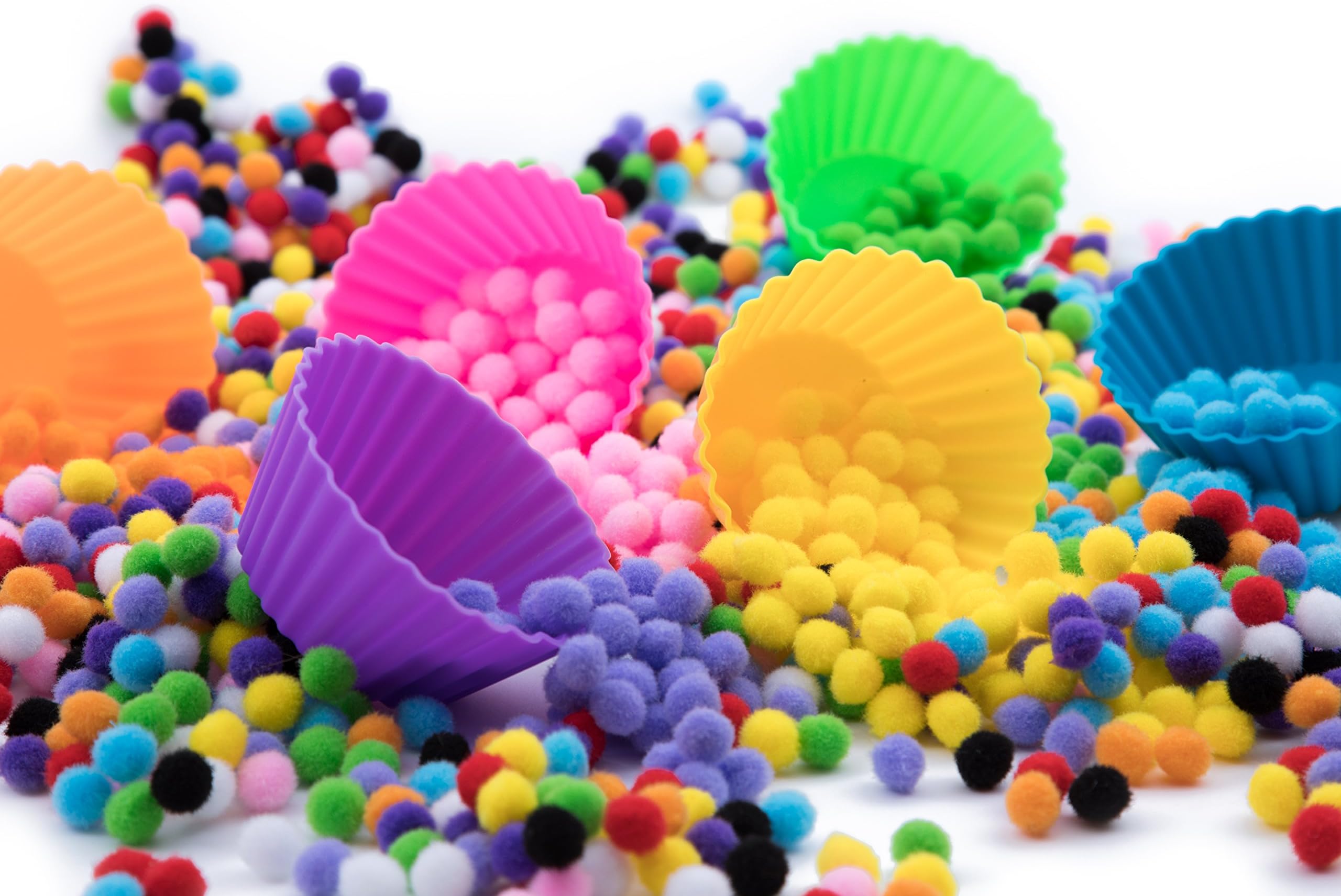 Tin Roof Crafts Kaleidoscope Pom Poms, 1,800 Pieces, ½-inch, Vibrant Rainbow Colors for Crafts, Decorations, Art, DIY Hobby Supplies, Assorted Creative Balls, Firm-Soft Texture